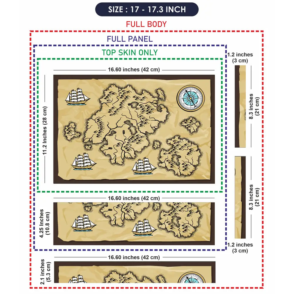 Boat Compass Brown Shaded Map Laptop Skin - View 9