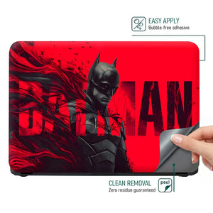 Bold Batman Portrait With Red Background Laptop Skin - View 4