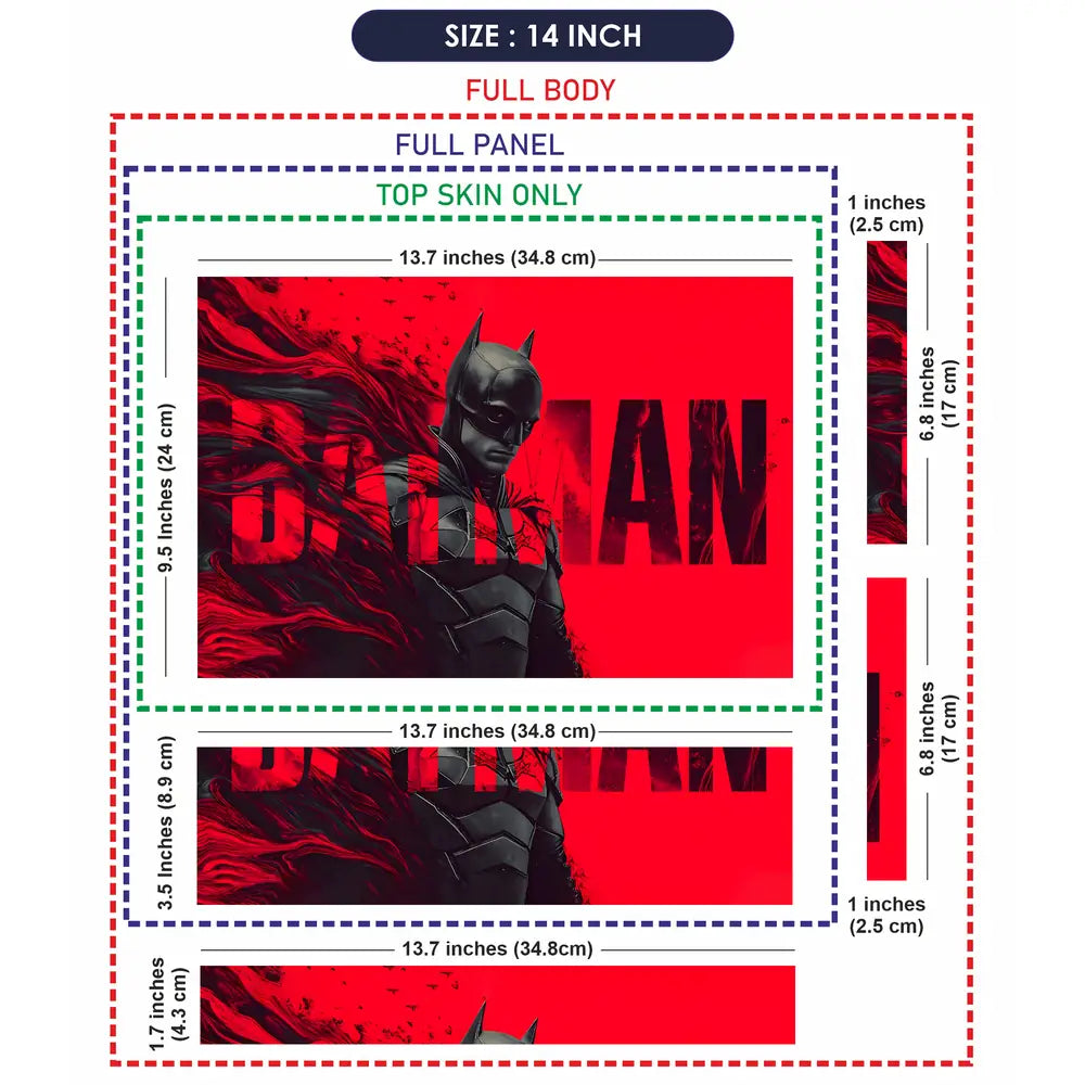 Bold Batman Portrait With Red Background Laptop Skin - View 7