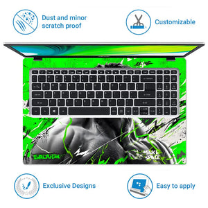 Bold Green Hulk Illustration With Energy Laptop Skin - View 5