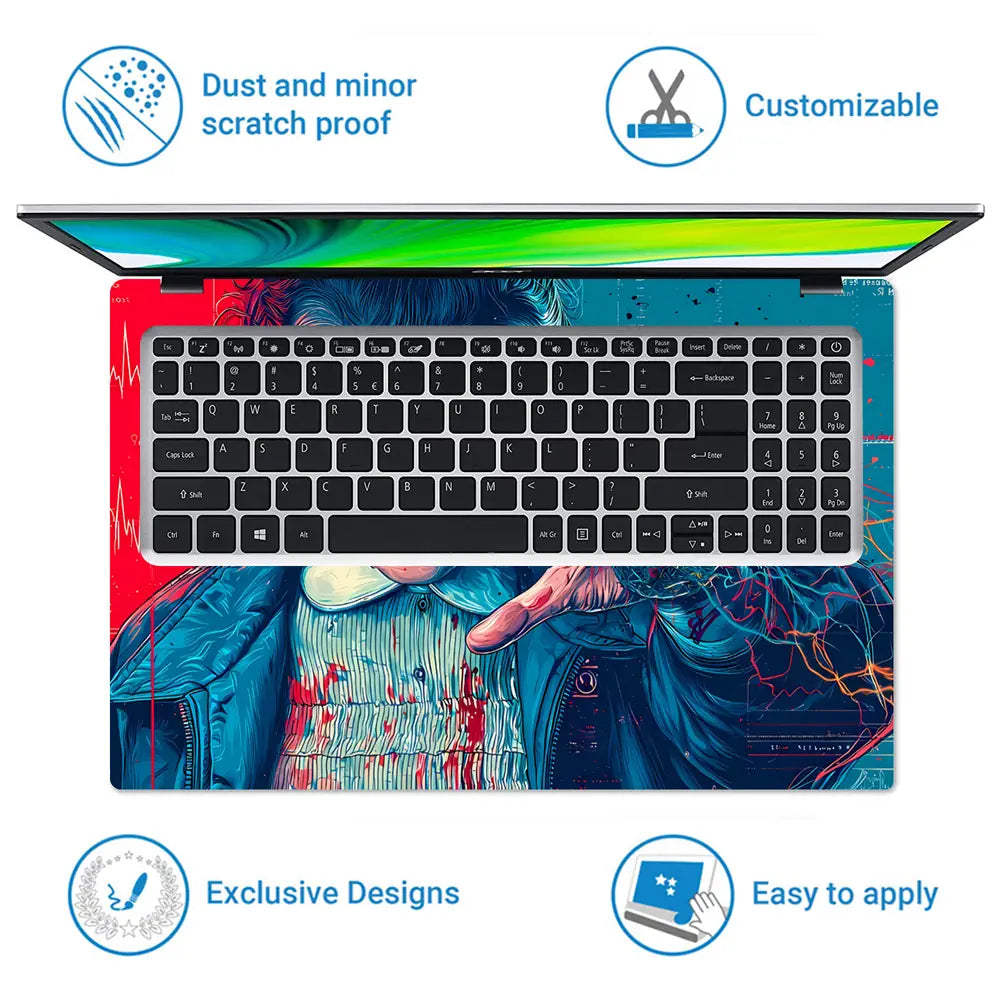 Bold Portrait Of A Girl With Powers Laptop Skin - View 5