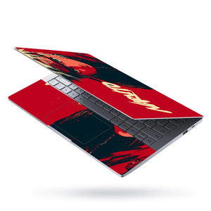 Bold Red Anime Ninja Portrait Laptop Skin - View 3