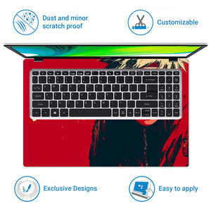 Bold Red Anime Ninja Portrait Laptop Skin - View 5