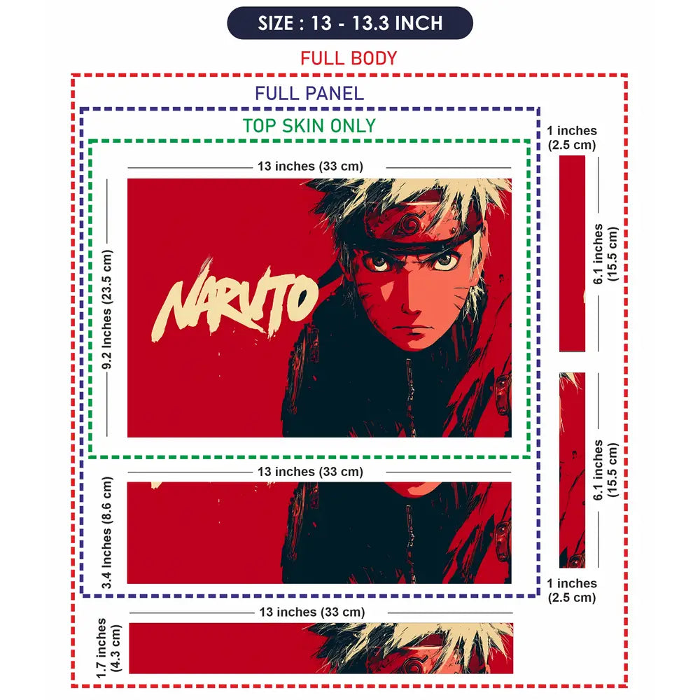 Bold Red Anime Ninja Portrait Laptop Skin - View 6