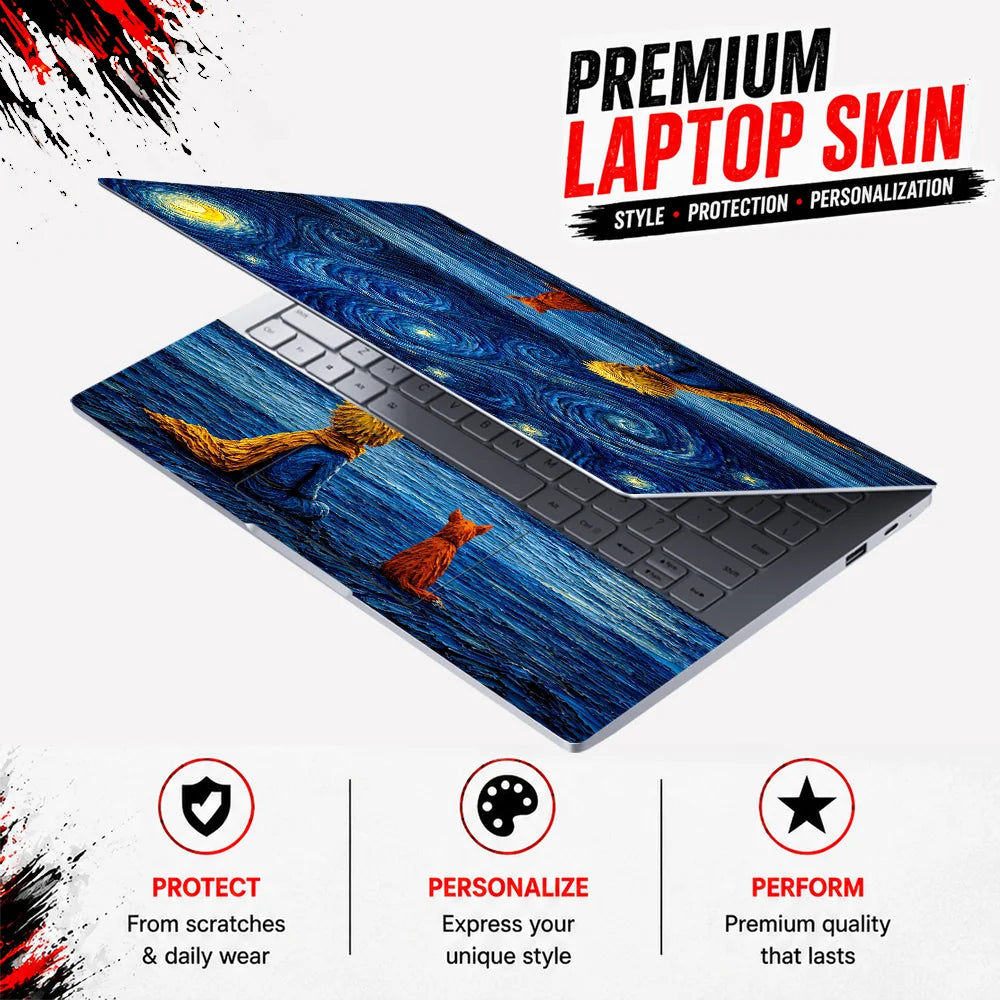 Boy And Fox Starry Sky Laptop Skin - View 3