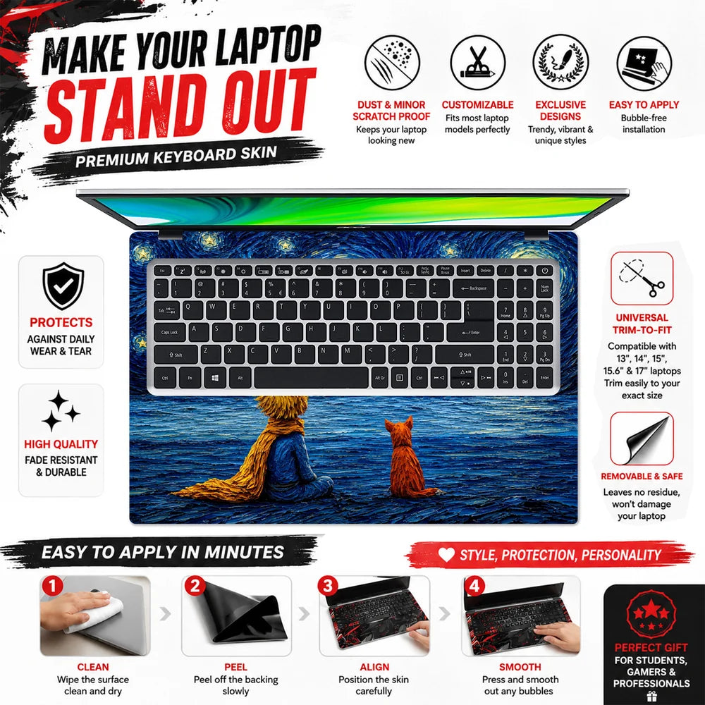 Boy And Fox Starry Sky Laptop Skin - View 5