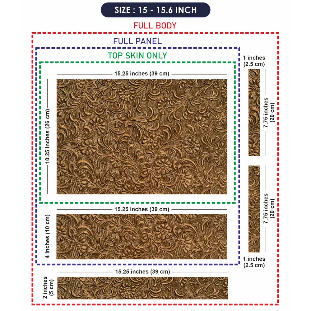 Bronze Copper Daisy Leather - Metallic and Textured Finish Laptop Skin - View 8