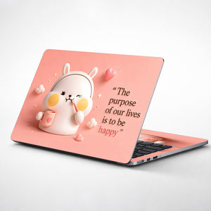 Bunny Purpose Happy Quote Pink Laptop Skin - View 1