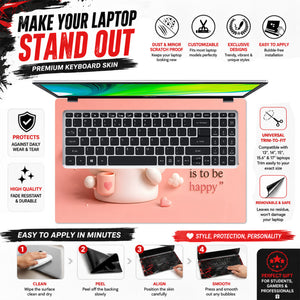 Bunny Purpose Happy Quote Pink Laptop Skin - View 5
