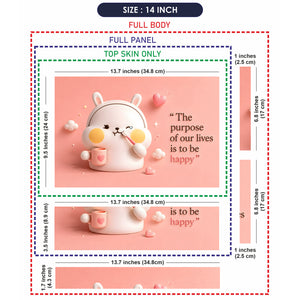 Bunny Purpose Happy Quote Pink Laptop Skin - View 7