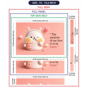 Bunny Purpose Happy Quote Pink Laptop Skin - View 8