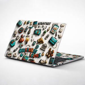Business Icons Collage Laptop Skin - View 1