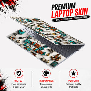 Business Icons Collage Laptop Skin - View 3