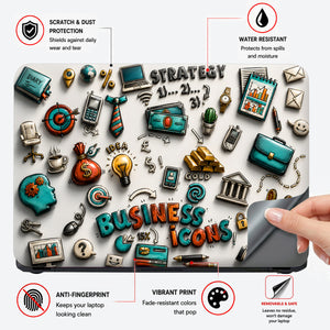 Business Icons Collage Laptop Skin - View 4