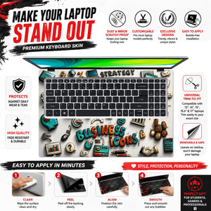 Business Icons Collage Laptop Skin - View 5
