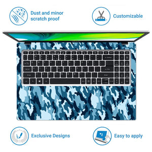 Camouflage Aqua Blue Laptop Skin - View 5