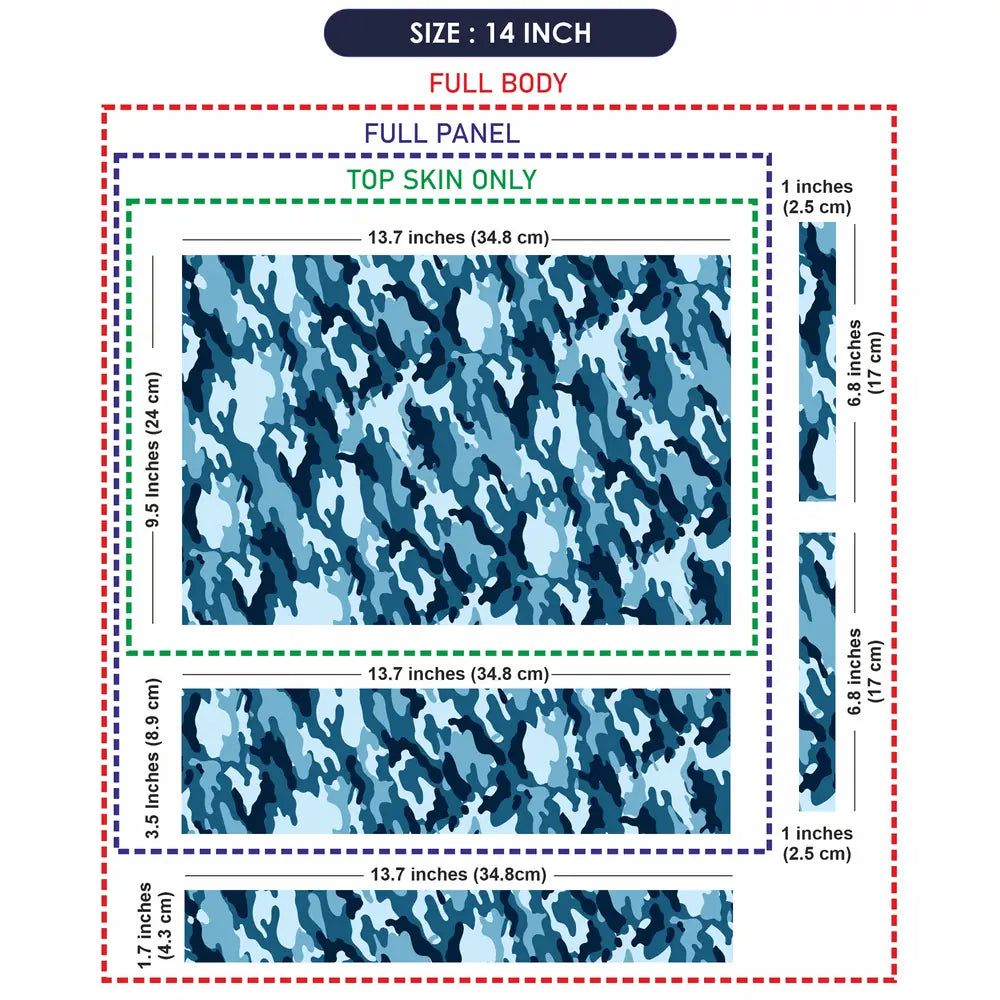 Camouflage Aqua Blue Laptop Skin - View 7