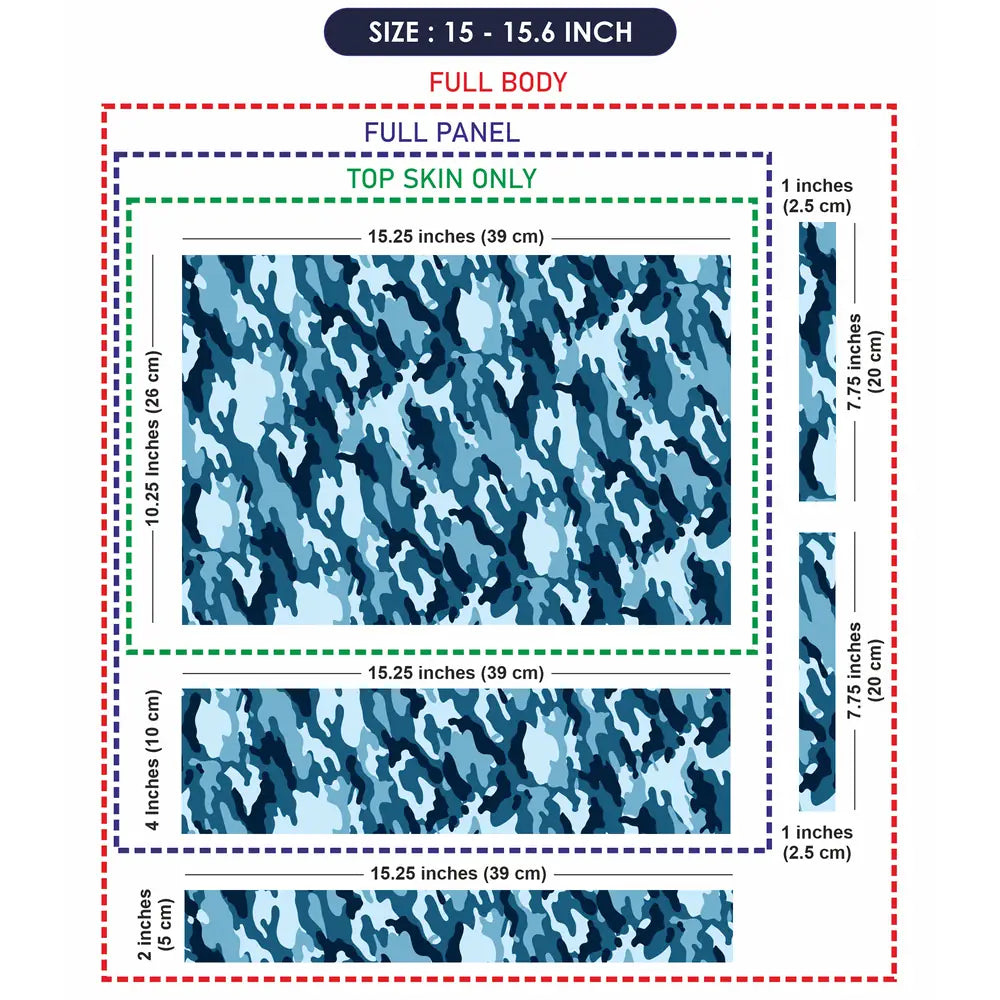 Camouflage Aqua Blue Laptop Skin - View 8