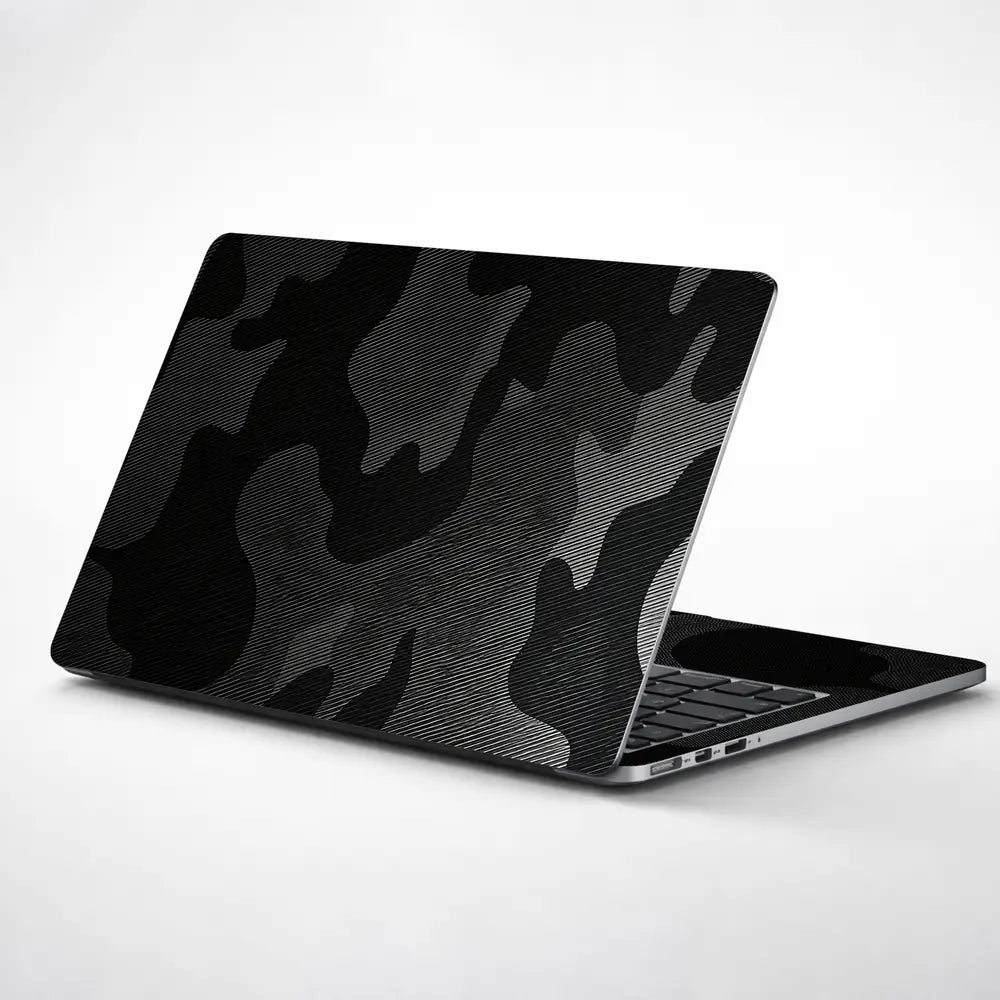 Camouflage Black Carbon Laptop Skin - View 1