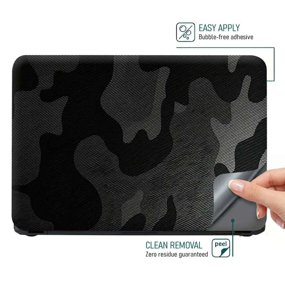 Camouflage Black Carbon Laptop Skin - View 4