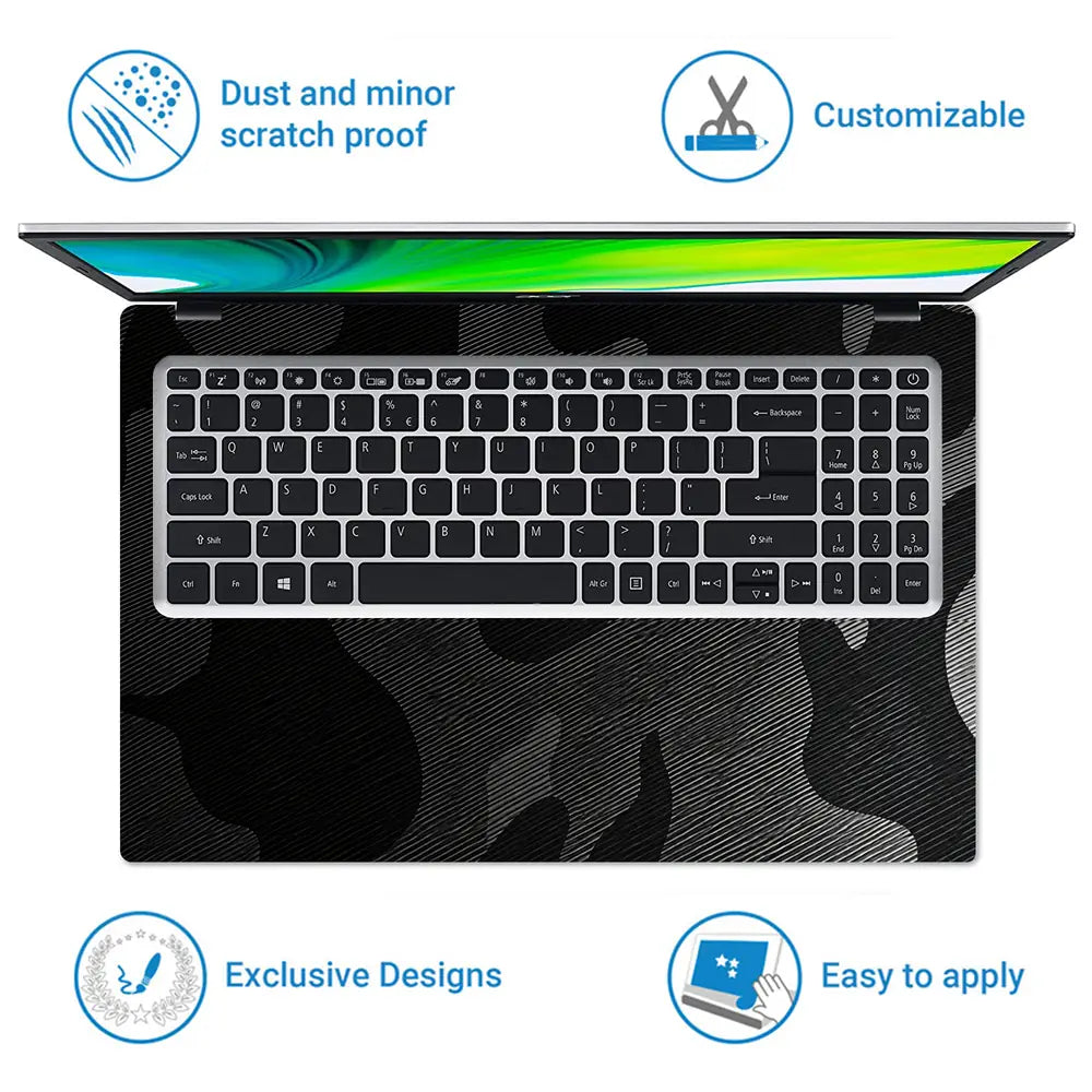 Camouflage Black Carbon Laptop Skin - View 5