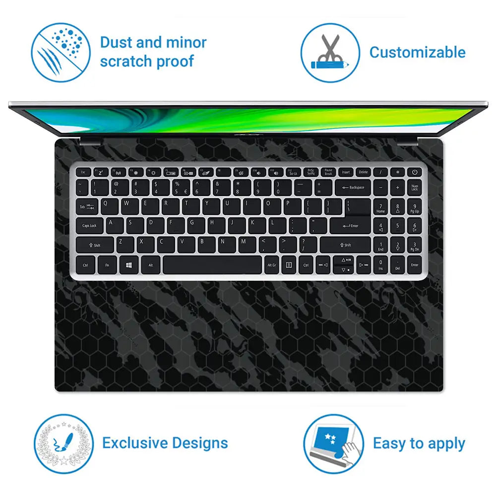 Camouflage Black Halftone Laptop Skin - View 5