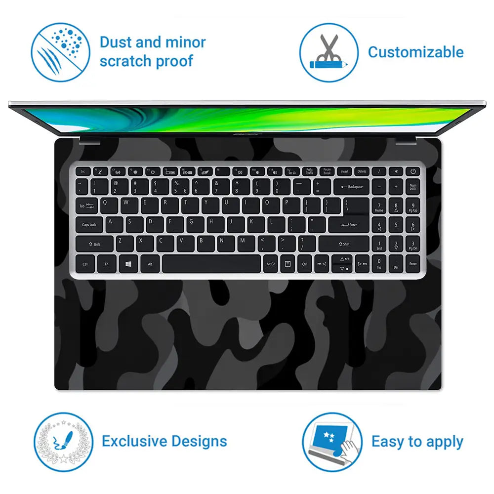Camouflage Blackout Laptop Skin - View 5