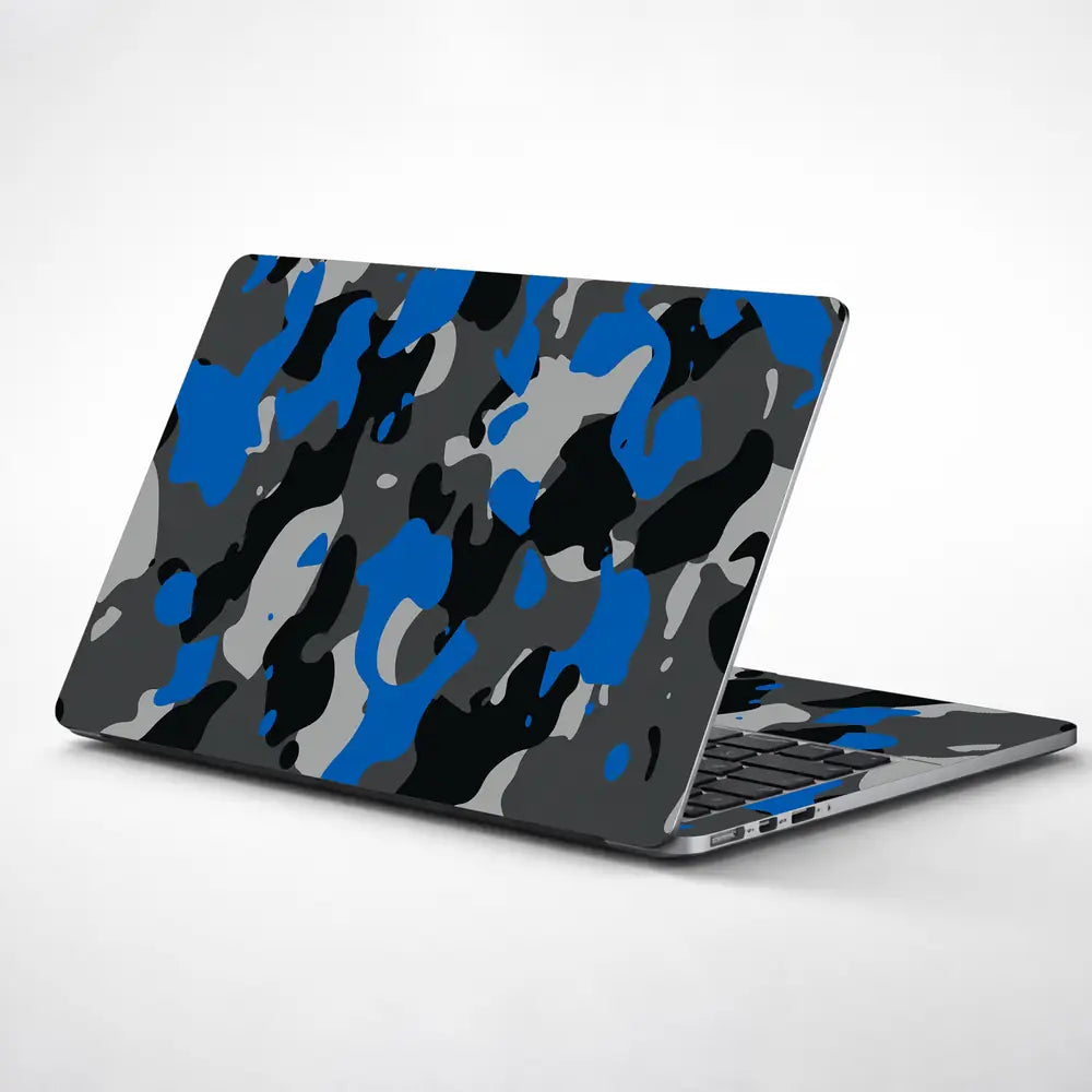 Camouflage Blue Grey Urban Laptop Skin - View 1