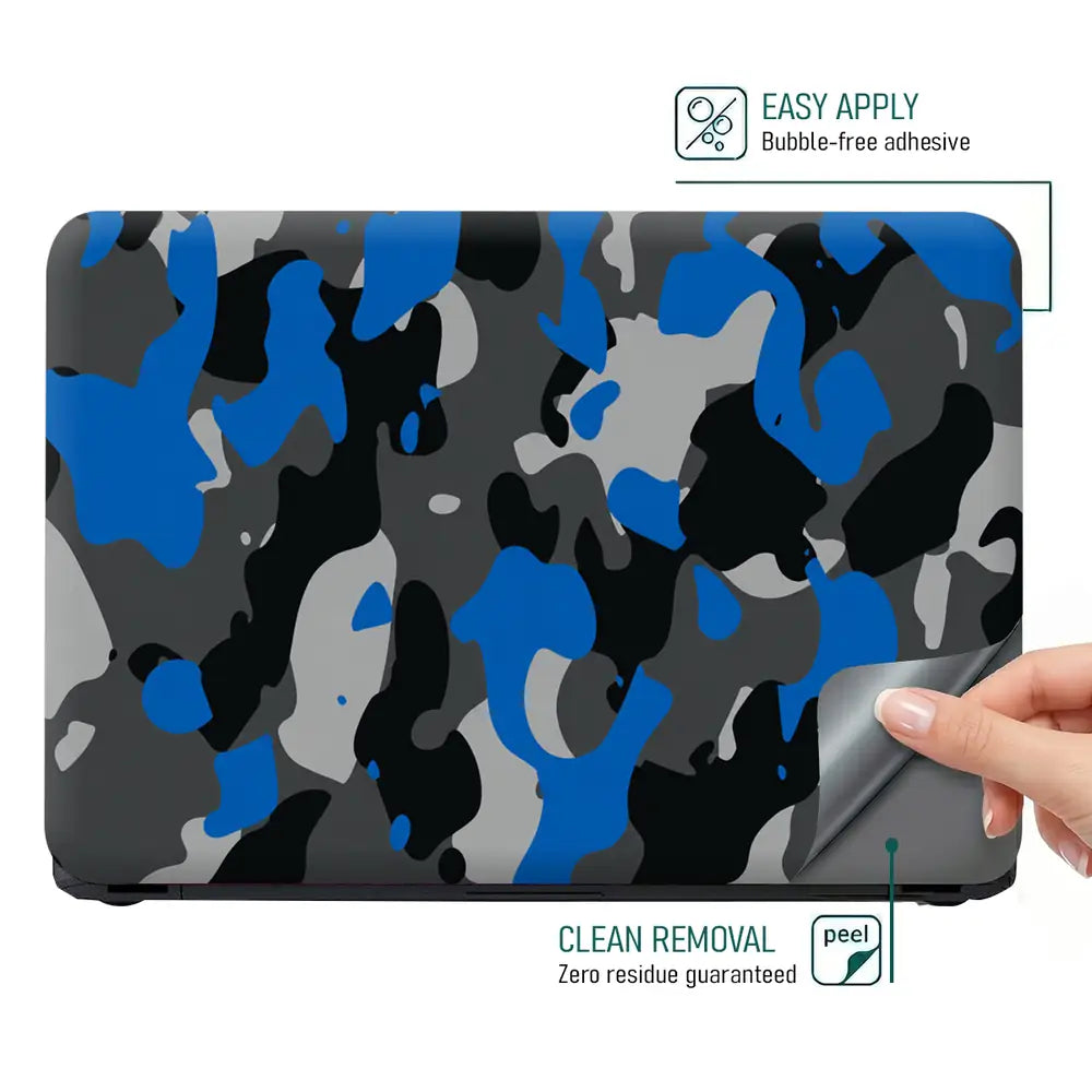 Camouflage Blue Grey Urban Laptop Skin - View 4