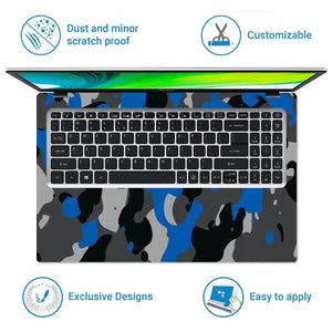 Camouflage Blue Grey Urban Laptop Skin - View 5
