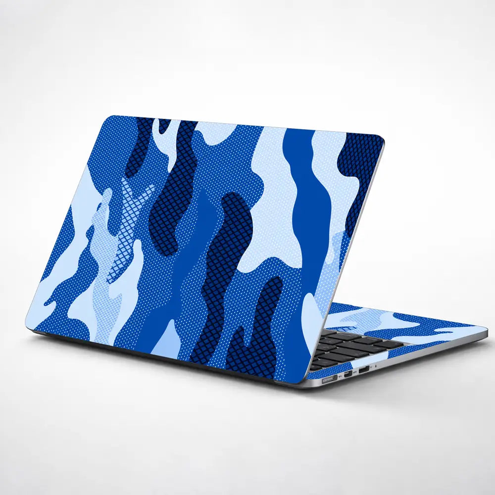 Camouflage Blue Hexagon Laptop Skin - View 1