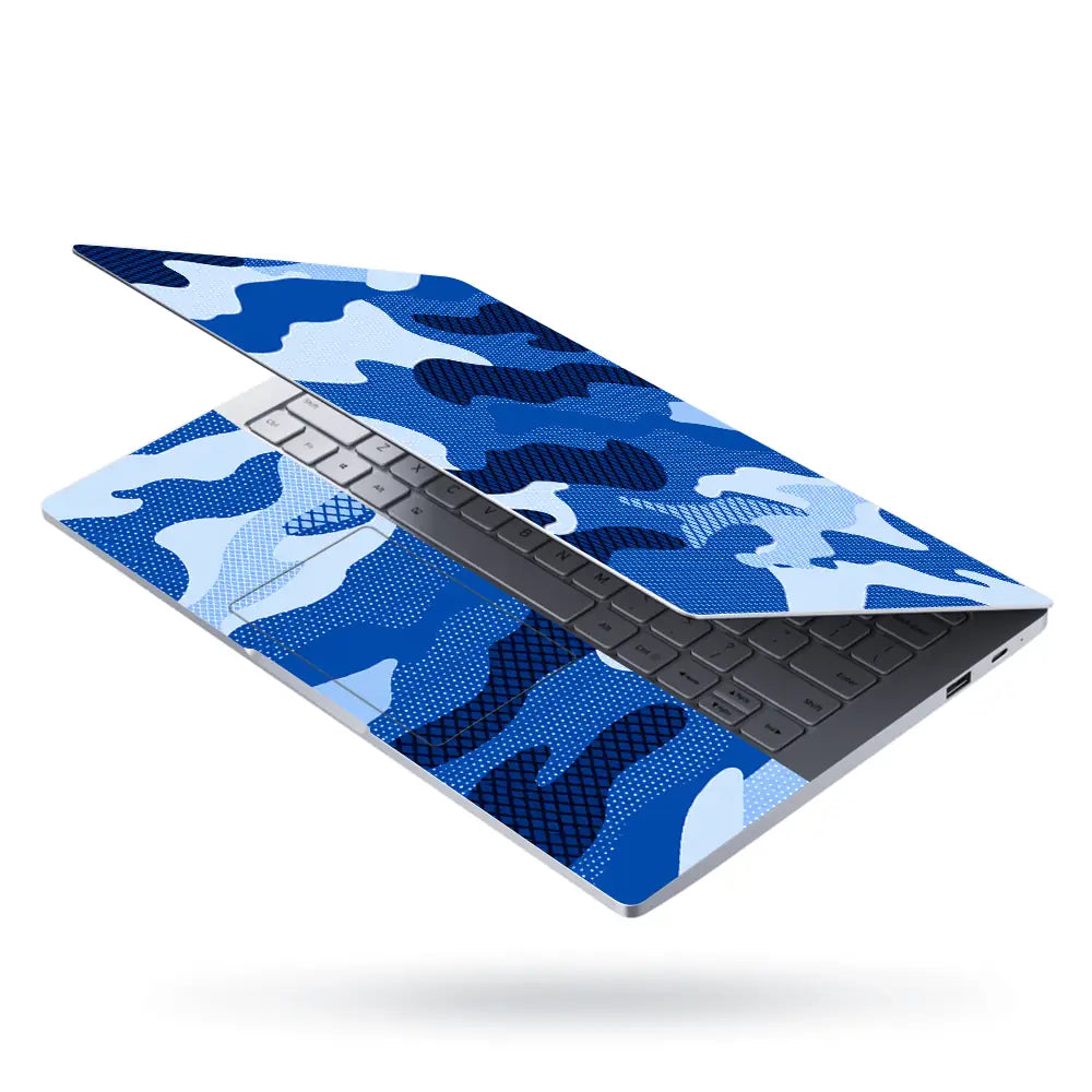 Camouflage Blue Hexagon Laptop Skin - View 3