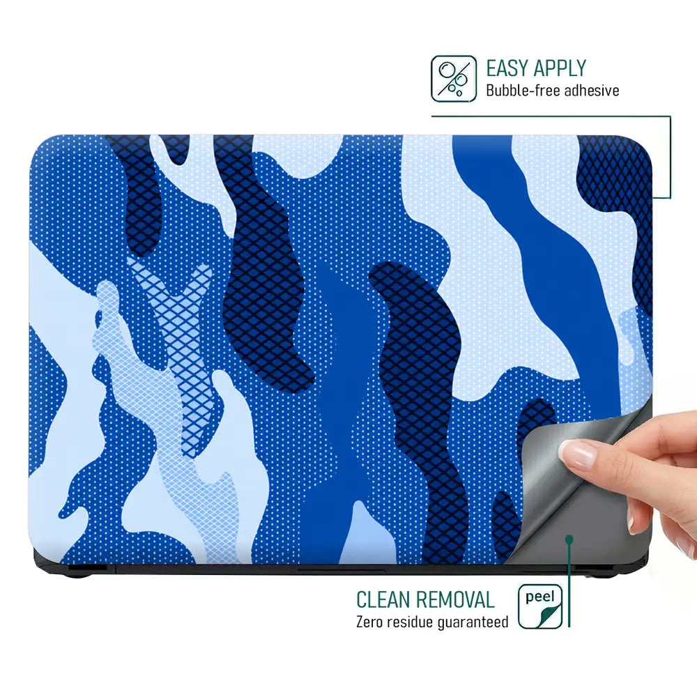 Camouflage Blue Hexagon Laptop Skin - View 4