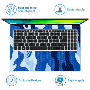 Camouflage Blue Hexagon Laptop Skin - View 5