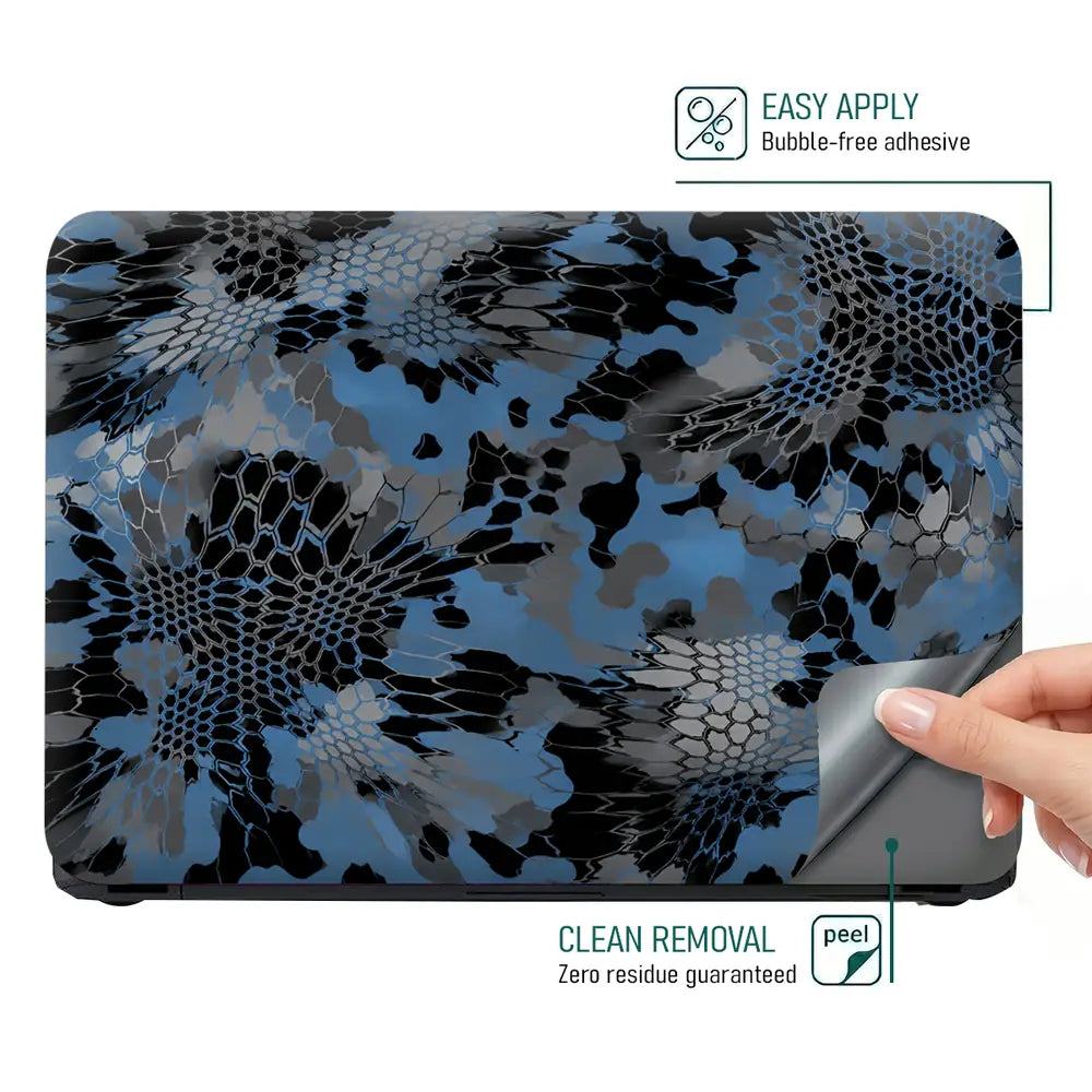 Camouflage Blue Snakeskin Laptop Skin - View 4