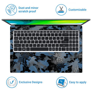 Camouflage Blue Snakeskin Laptop Skin - View 5