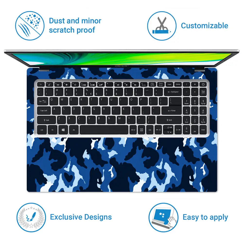 Camouflage Blue White Urban Laptop Skin - View 5