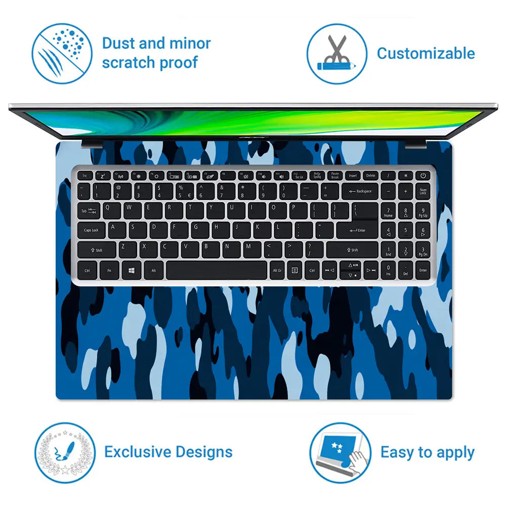Camouflage Bright Blue Urban Laptop Skin - View 5