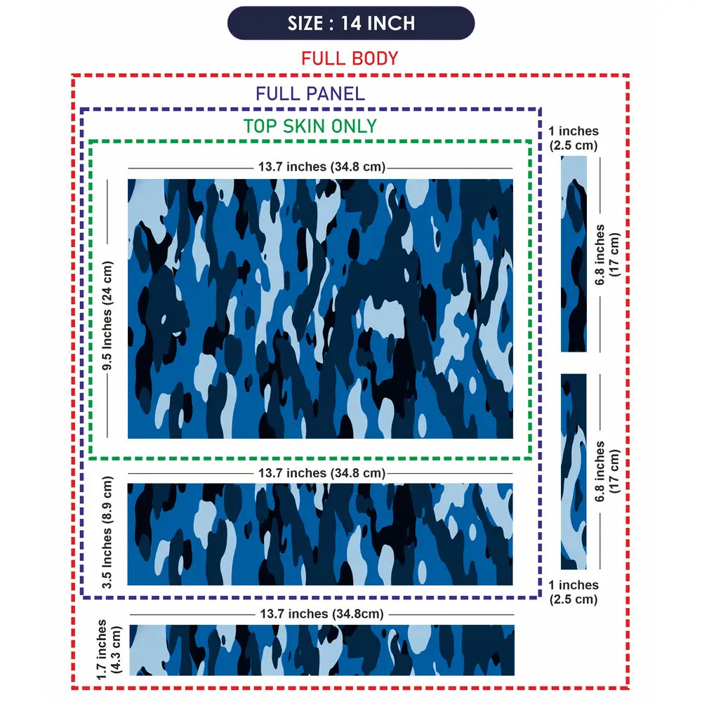 Camouflage Bright Blue Urban Laptop Skin - View 7