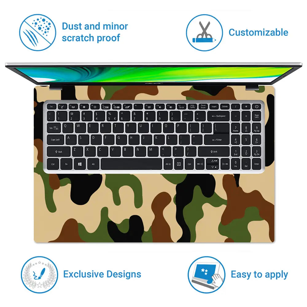 Camouflage Brown Woodland Laptop Skin - View 5