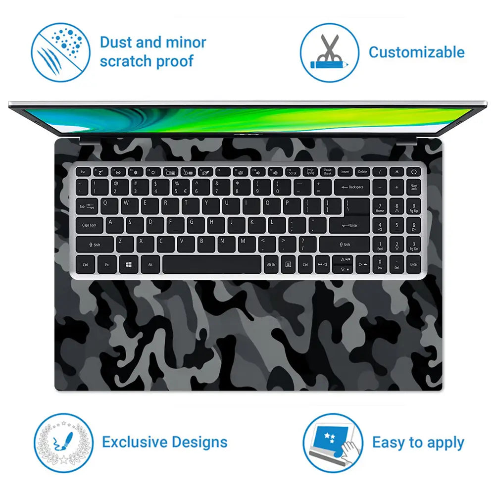 Camouflage Charcoal Urban Laptop Skin - View 5
