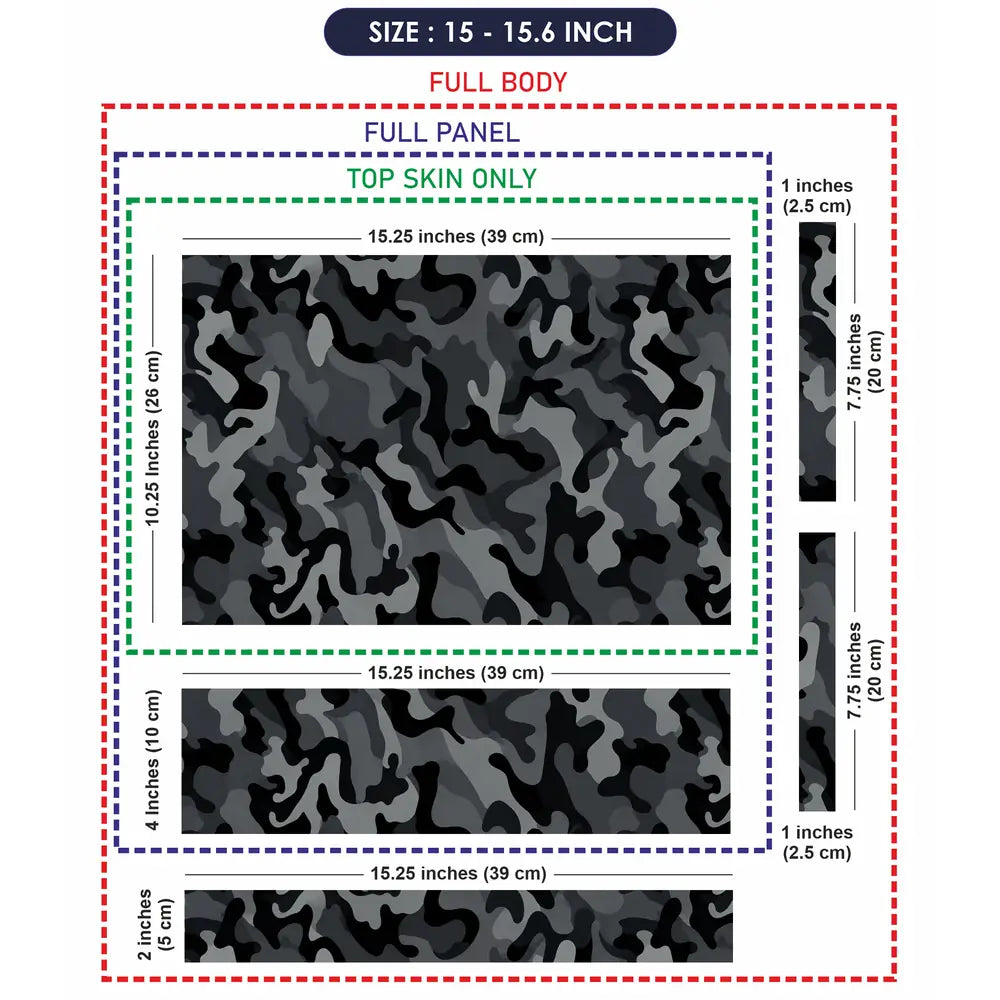 Camouflage Charcoal Urban Laptop Skin - View 8