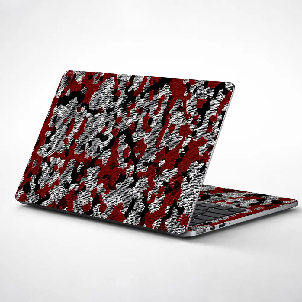 Camouflage Crimson Grey Laptop Skin - View 1
