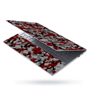Camouflage Crimson Grey Laptop Skin - View 3