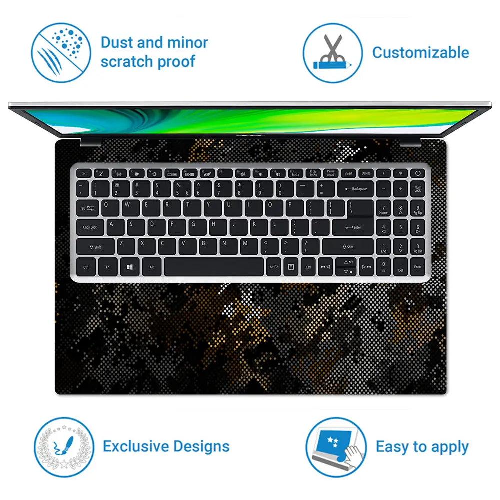 Camouflage Dark Distressed Digital Laptop Skin - View 5