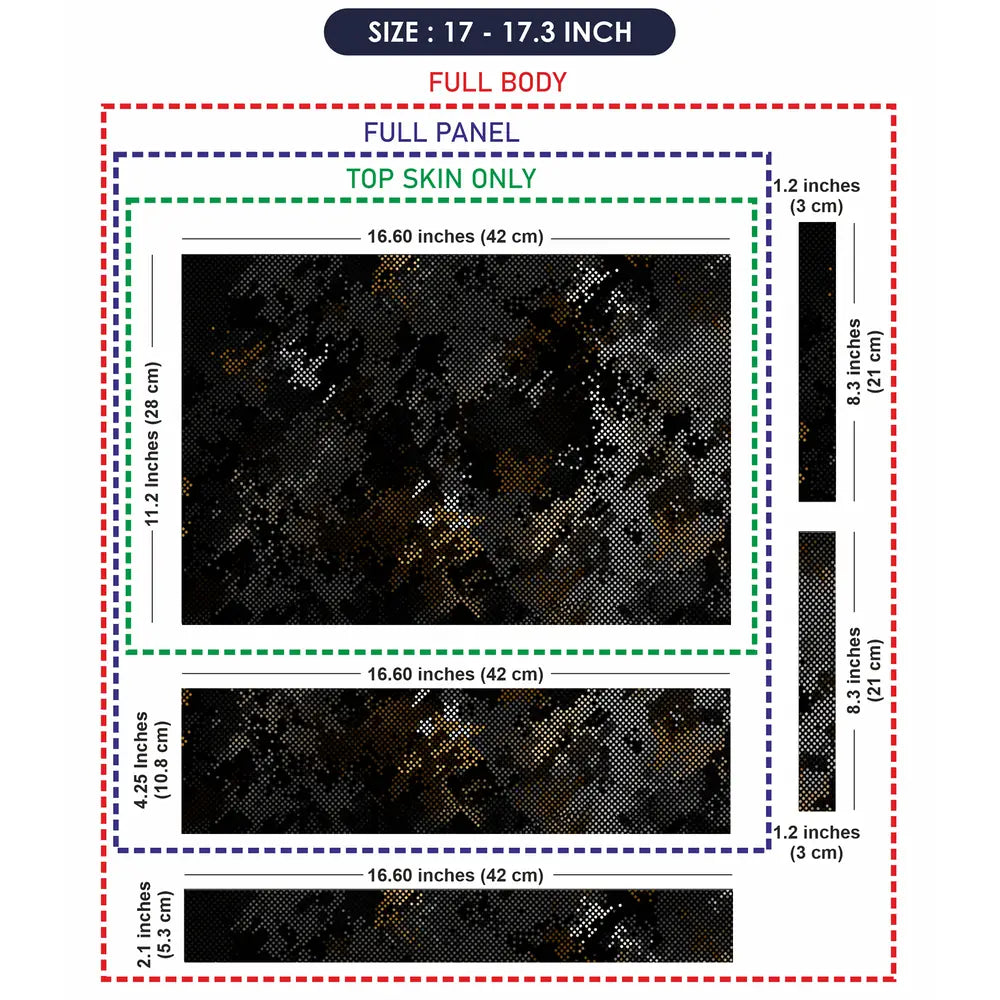 Camouflage Dark Distressed Digital Laptop Skin - View 9