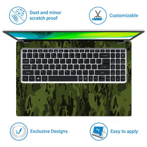 Camouflage Dark Forest Green Laptop Skin - View 5