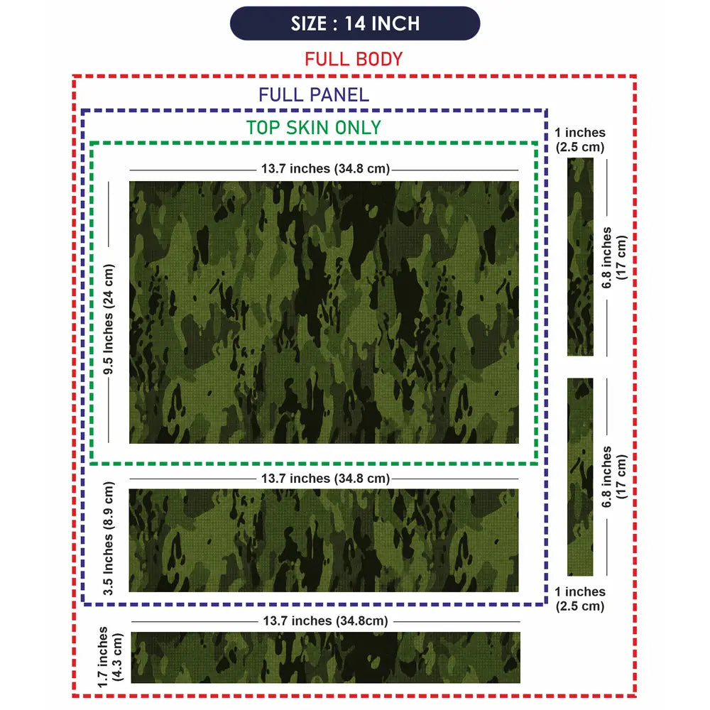 Camouflage Dark Forest Green Laptop Skin - View 7