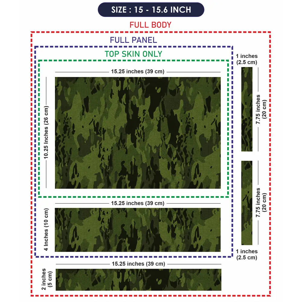 Camouflage Dark Forest Green Laptop Skin - View 8