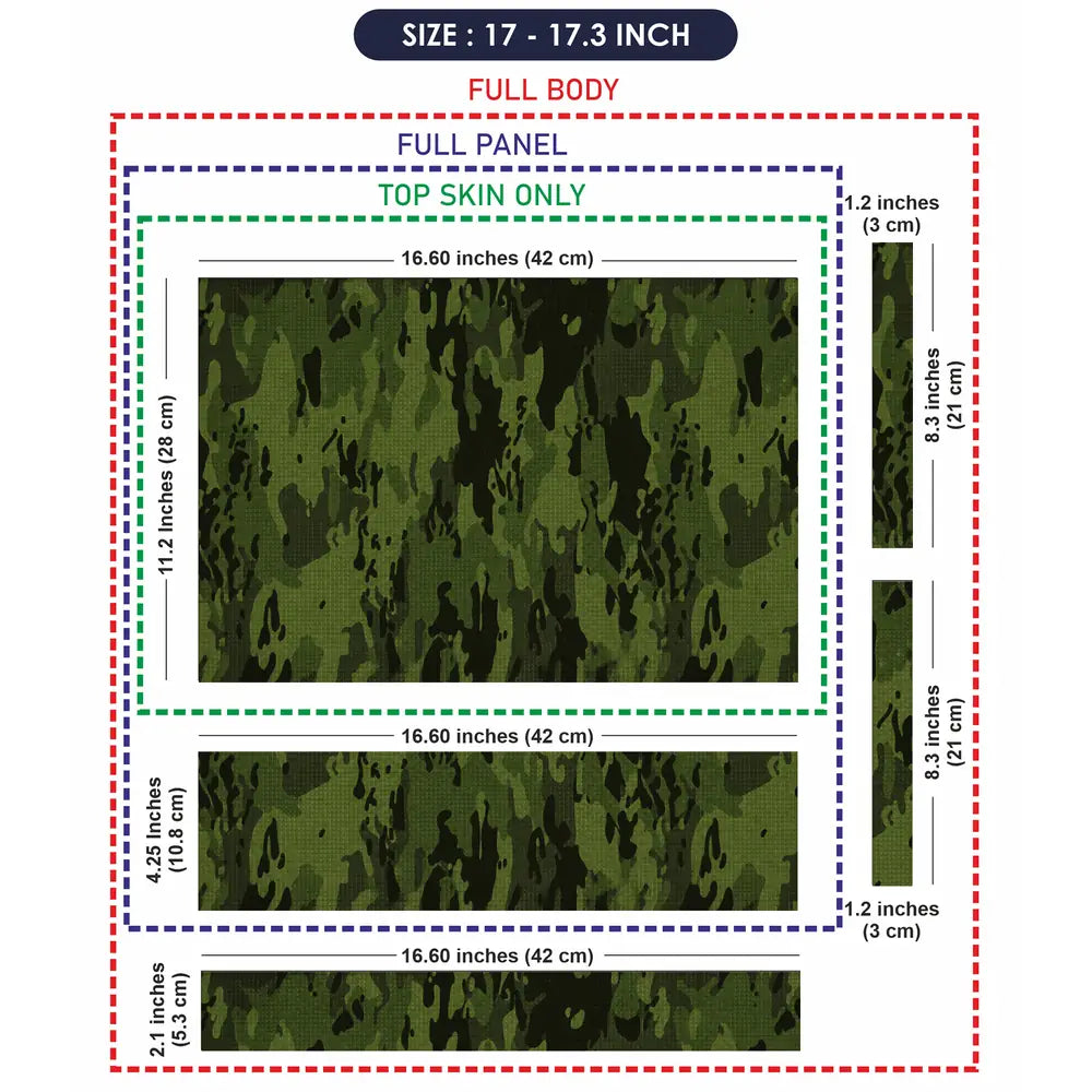 Camouflage Dark Forest Green Laptop Skin - View 9
